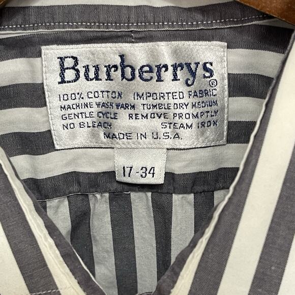 Vintage Burberrys Button Up Shirt Size 17-35 Made In USA Classic Preppy - Picture 3 of 6